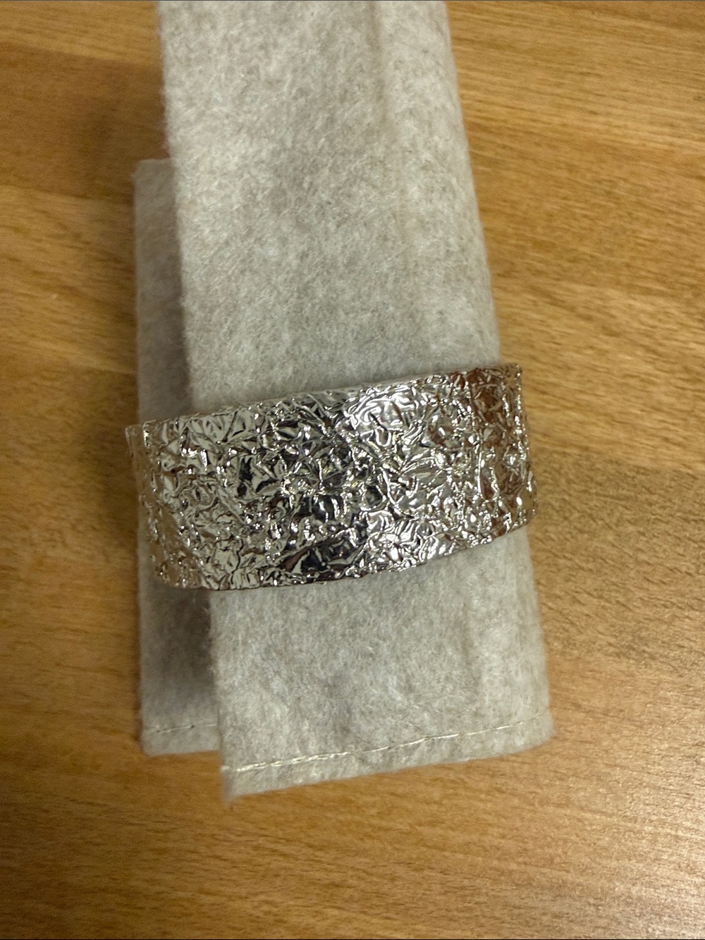 Marc by Marc Jacobs melted crumpled metal open cuff bracelet silver tone